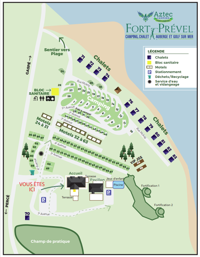 Plan du site Fort Prével